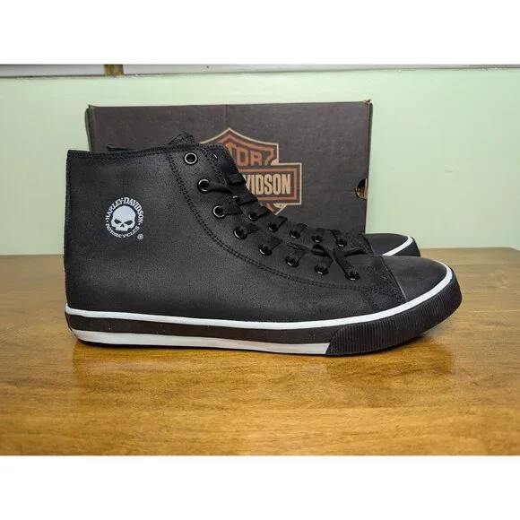 NWT Harley Davidson Baxter Leather Sneakers Mens 13 High Top Willie G Biker Blk